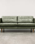 Hamptons 3 seat sofa in evergreen leather