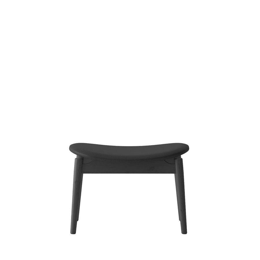 Alta footstool in black and black leather