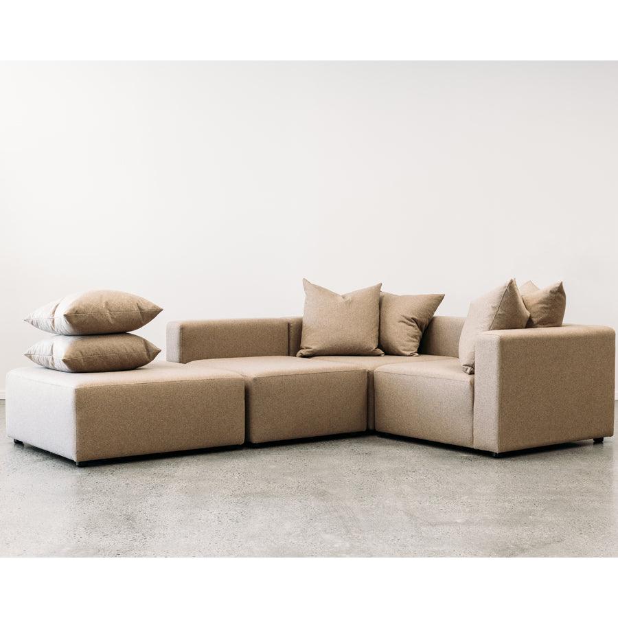 Vito modular 3 piece sofa and ottoman in octavius mocha