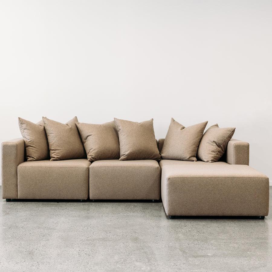 Vito modular 3 piece sofa and ottoman in octavius mocha