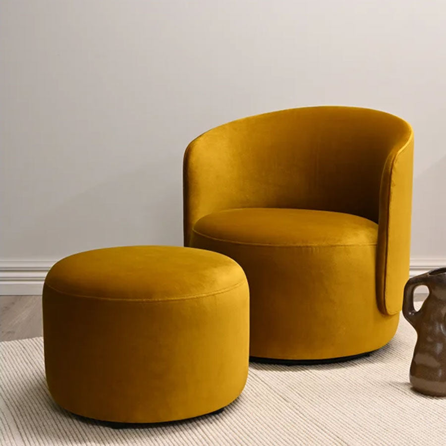 Estelle swivel armchair in mustard