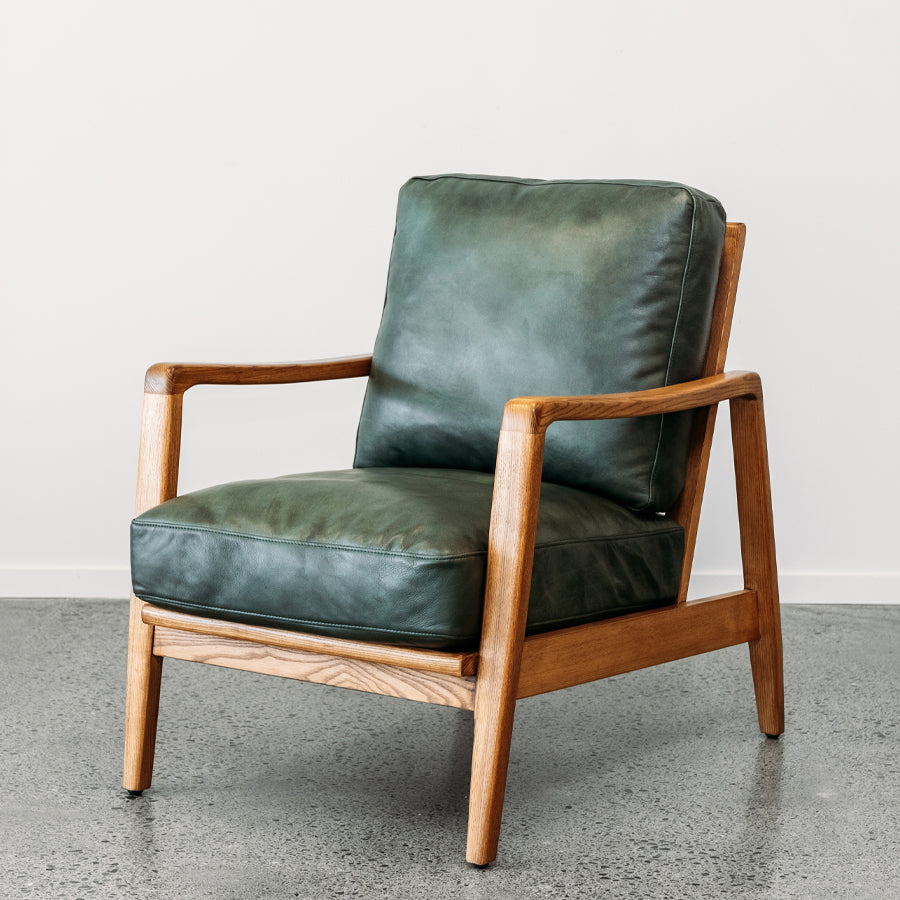 Yukon leather armchair in green|Stacks Furniture|Wellington