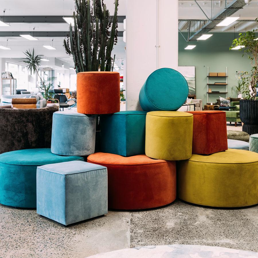 Picture of Small round ottoman in novara jungle|Stacks Furniture |Wellington ...