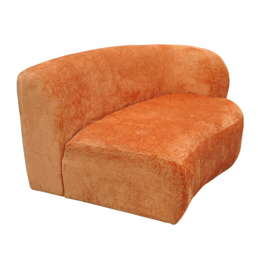Hendricks curved sofa in Caulfield carrot