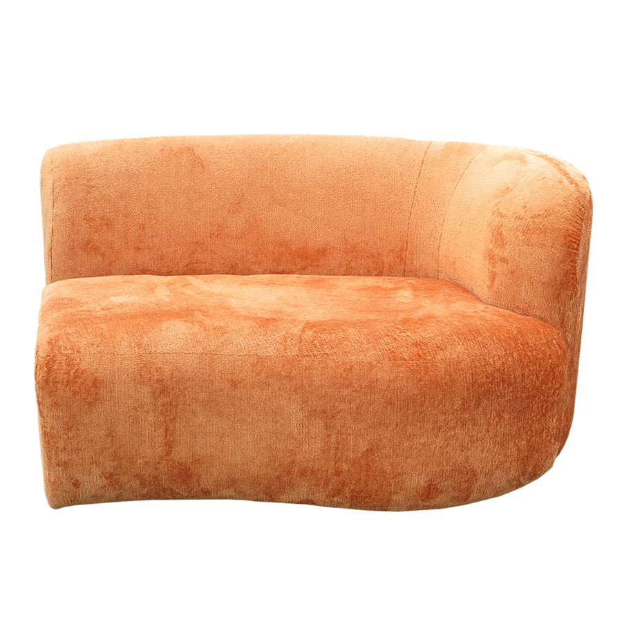 Hendricks curved sofa in Caulfield carrot