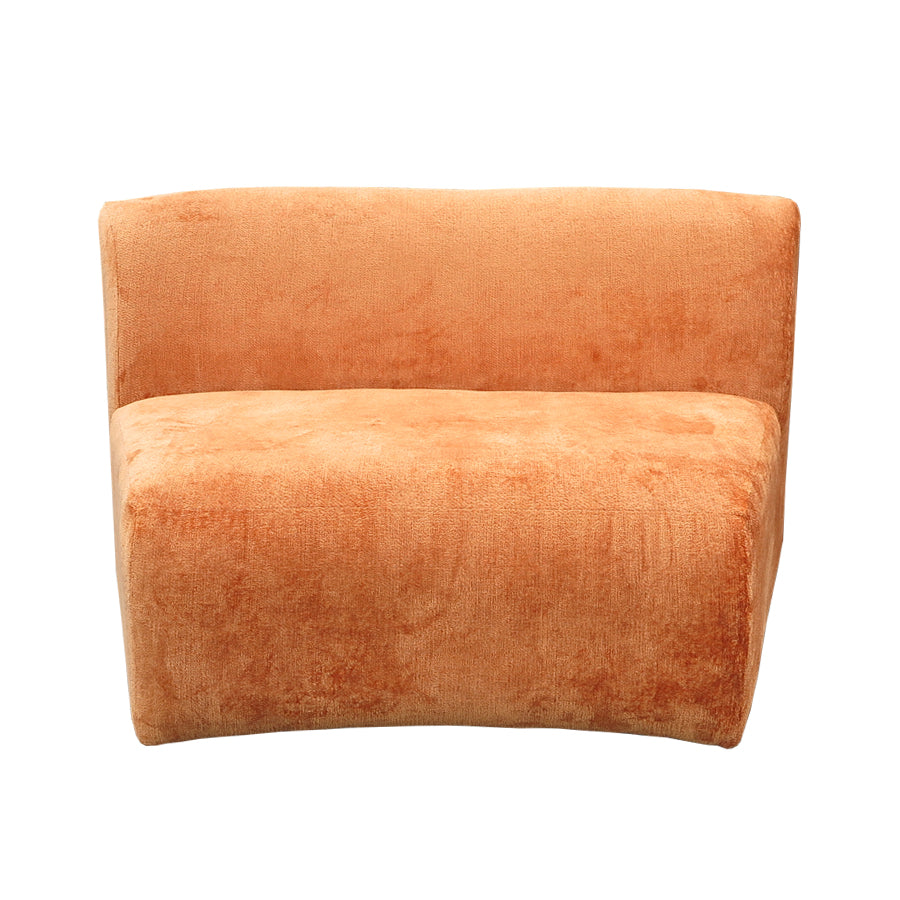 Hendricks curved sofa in Caulfield carrot