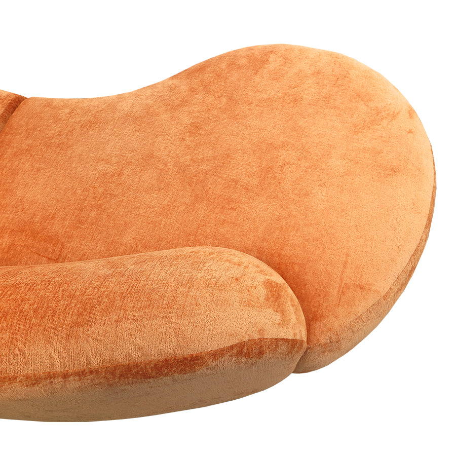 Hendricks curved sofa in Caulfield carrot