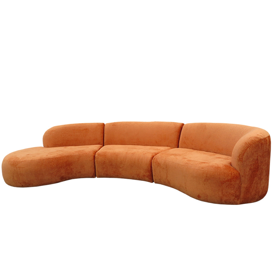 Hendricks curved sofa in Caulfield carrot