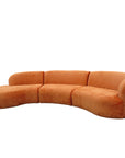 Hendricks curved sofa in Caulfield carrot