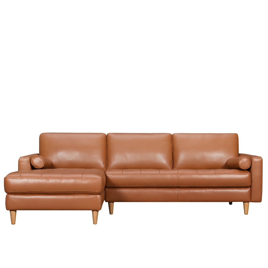 Khan sofa & chaise in carmel leather