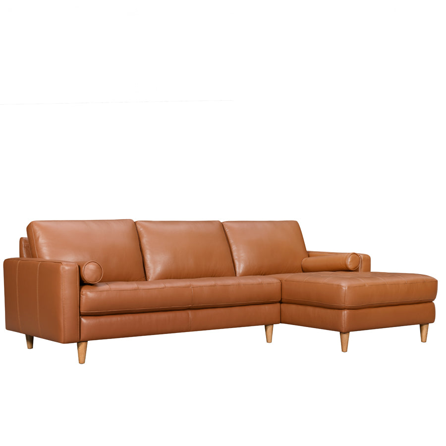 Khan sofa & chaise in carmel leather