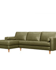 Khan sofa & chaise in green leather