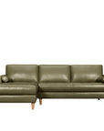 Khan sofa & chaise in green leather