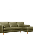 Khan sofa & chaise in green leather