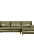 Khan sofa & chaise in green leather