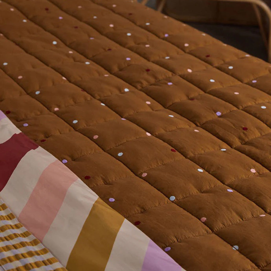 Mocha Dot Quilted Throw