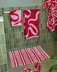 Raspberry Stripe Bath Mat