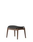 Alta footstool in walnut and black leather