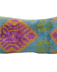 Ikat silk & velvet cushion atlantis green