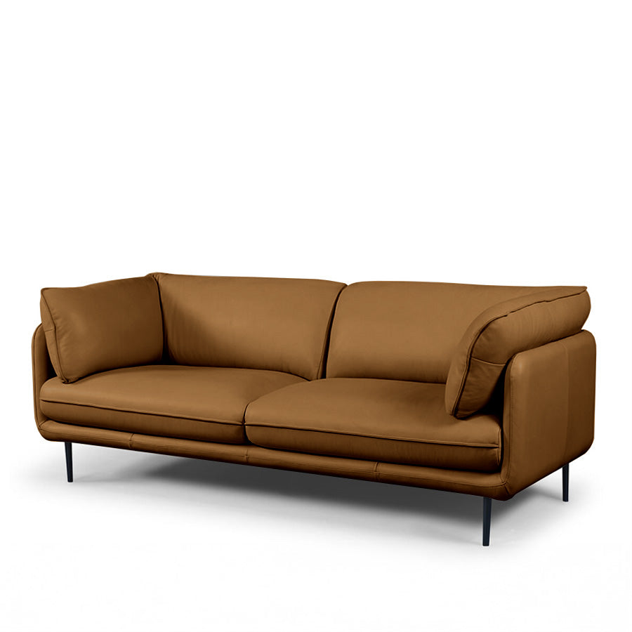 Clara 2 seat sofa in deep tan leather