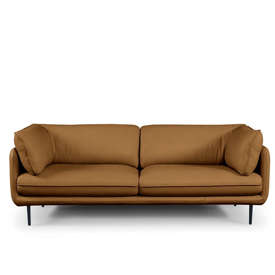 Clara 3 seat sofa in deep tan leather