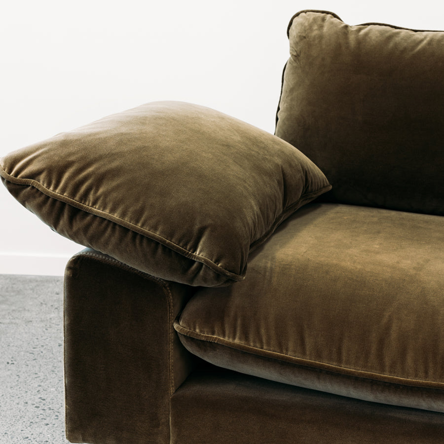 Studio 3 seat sofa in cypress cotton velvet