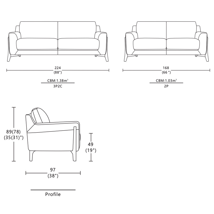 Gala sofa specs