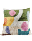 Ikat silk & velvet cushion in multi