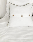 Linen cushion with piped edge in white