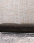 Renzo velvet ottoman in walnut