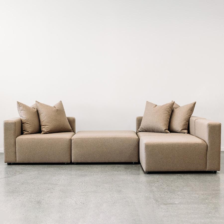 Vito modular sofa and ottoman in octavius mocha - Stacks Furniture Store