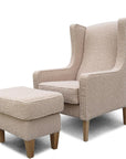 Partridge armchair and footstool in fabio