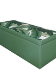 Storage ottoman in tropical palm and nassau forest