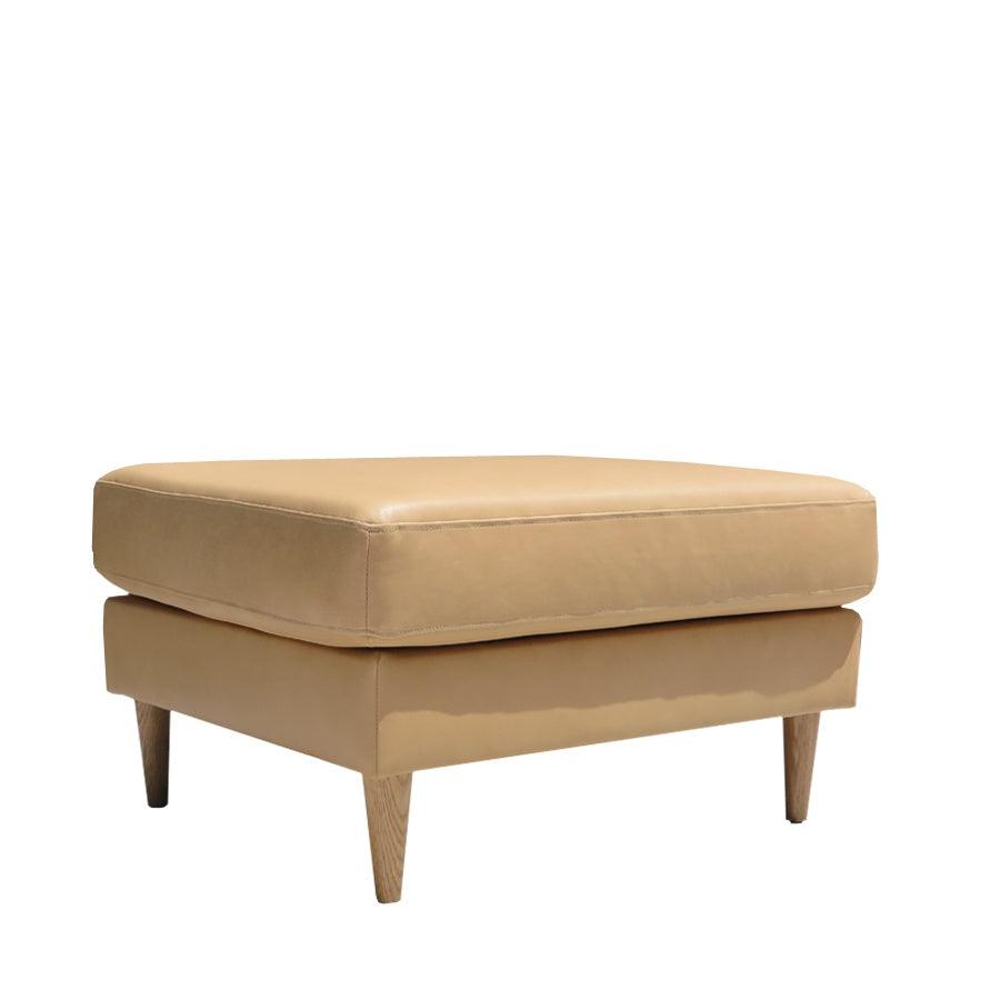Pillowtop leather ottoman in coronet camel