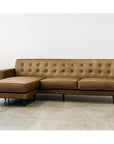 Ventura leather modular sofa and reversible chaise in settler olive