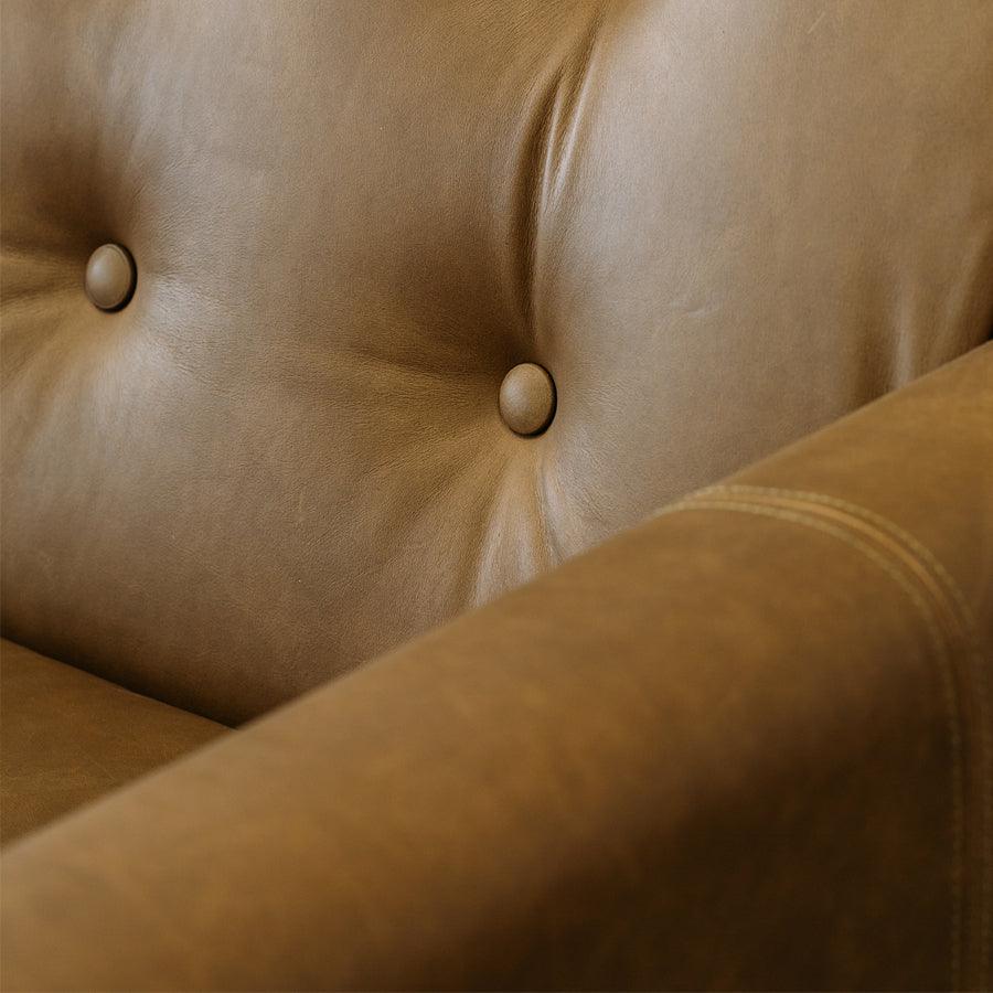 Ventura leather modular sofa and reversible chaise in settler olive