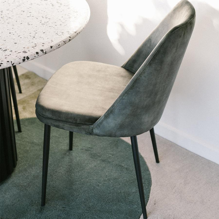 Monaco velvet dining chair in moss green - Stacks Furniture Store