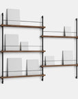 Moebe Magazine Double Bay Shelving System - Walnut A