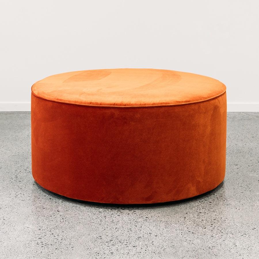 Ghost Large Round Ottoman in theodora paprika