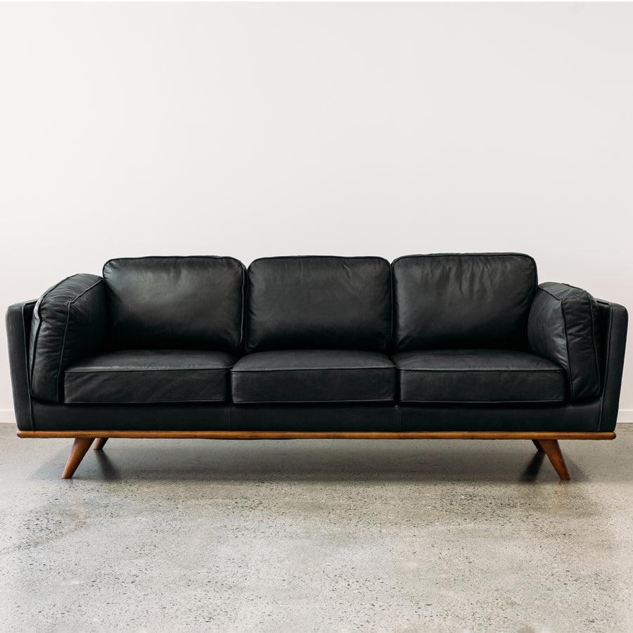 Aria Leather 3 Seat Sofa - Matisse Black