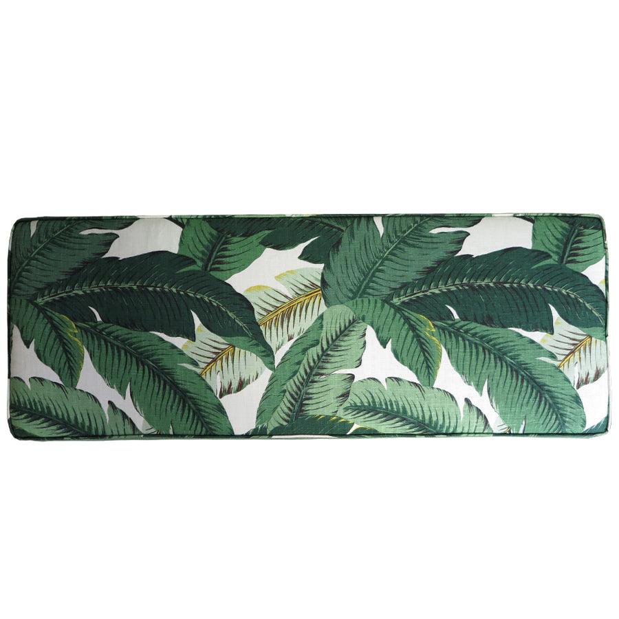 Storage ottoman in tropical palm and nassau forest