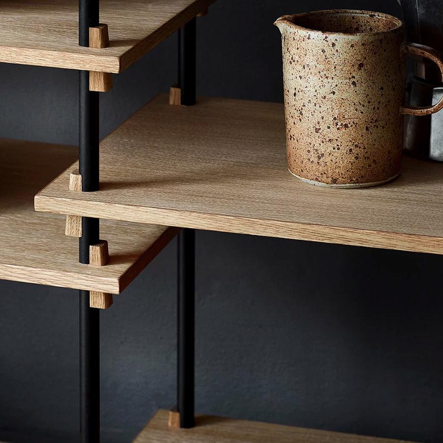 Moebe shelving oak tall system detail
