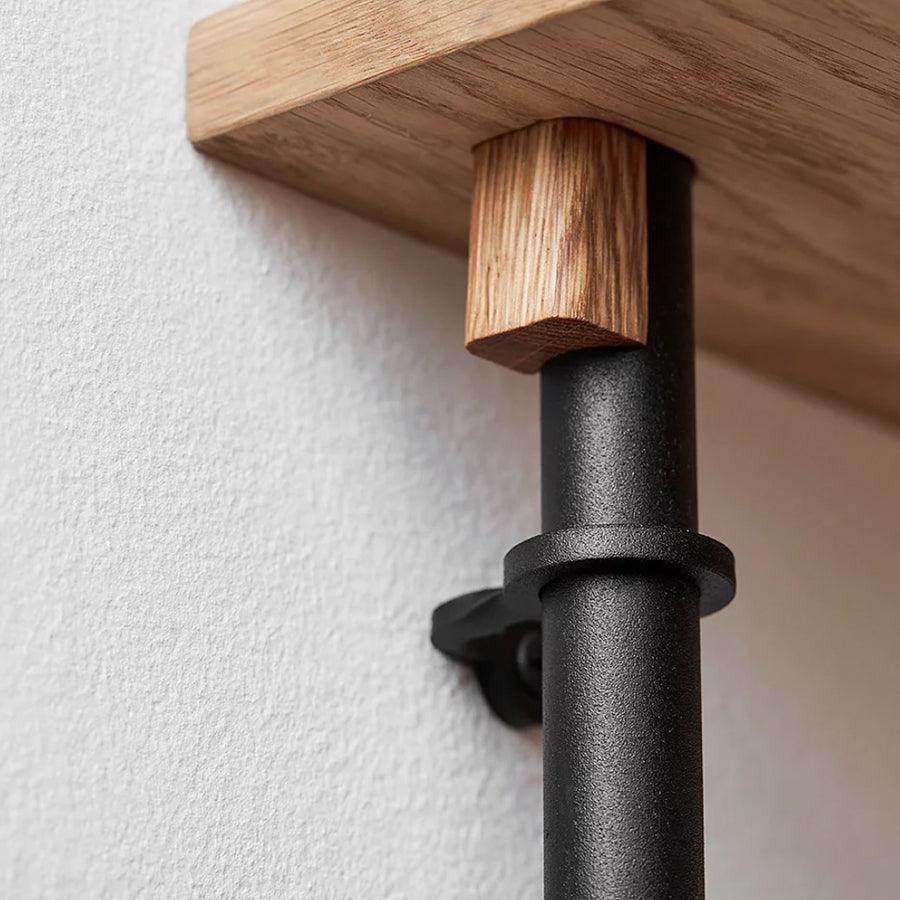 Moebe shelving oak tall system wedge detail