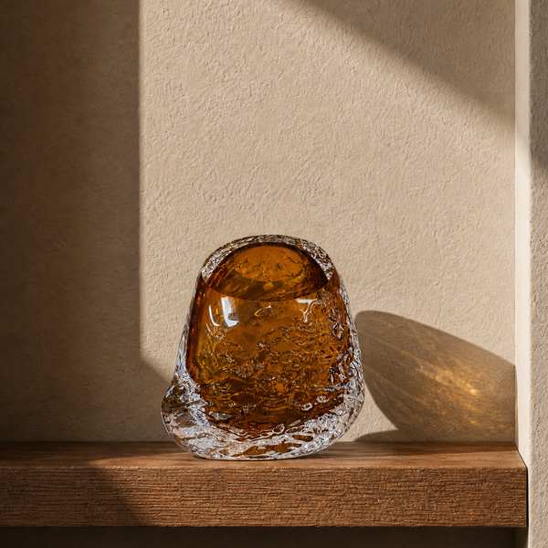 Large Amber Rock Glass Vase