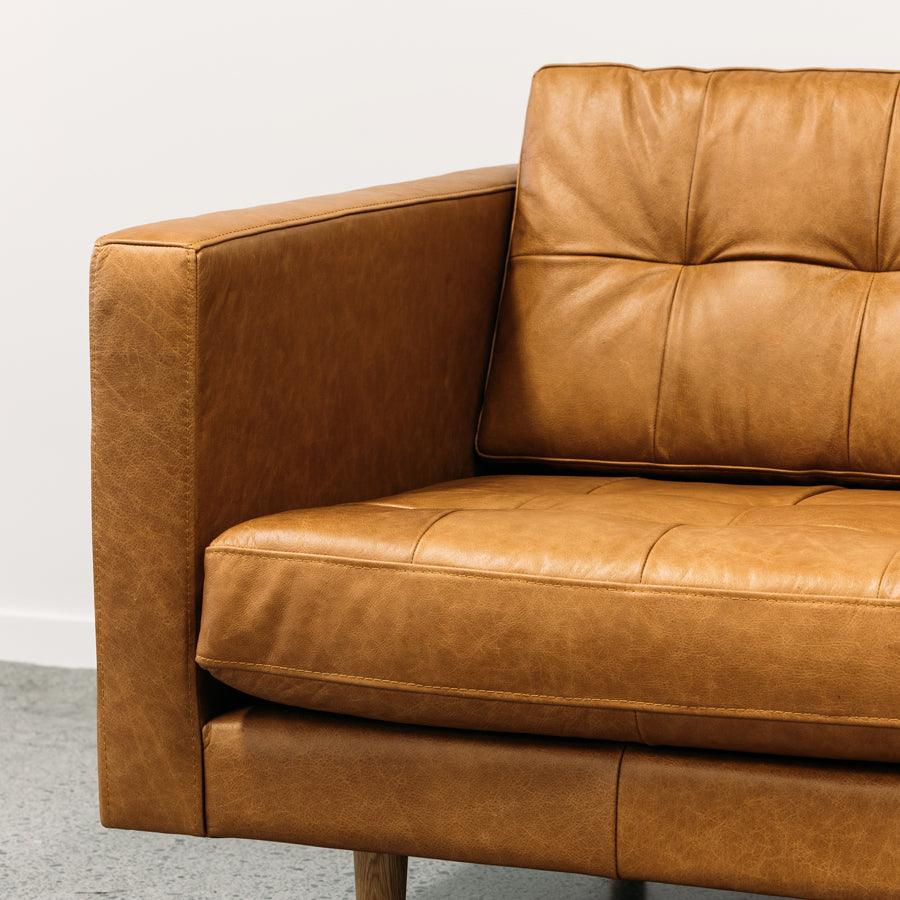 Hamptons Leather 3 Seat Sofa - Tan Leather