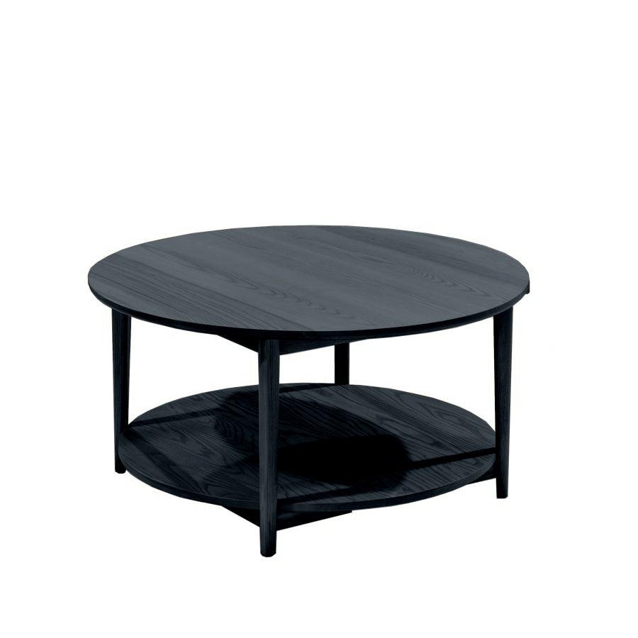 Ghost round coffee table with shelf - black