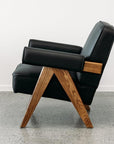 Nikko leather armchair in black