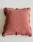 Velveteen scallop edge cushion in desert rose