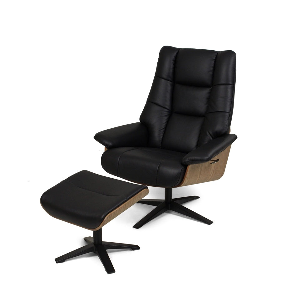 Dunedin leather chair & footstool