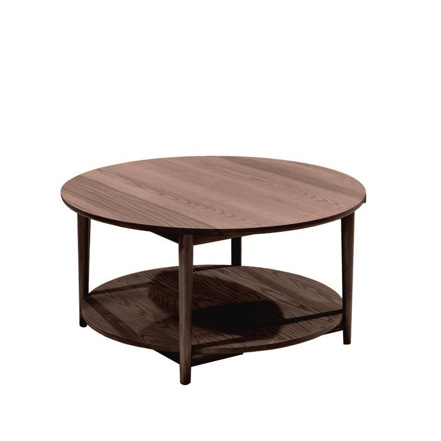 Ghost round coffee table with shelf - earth
